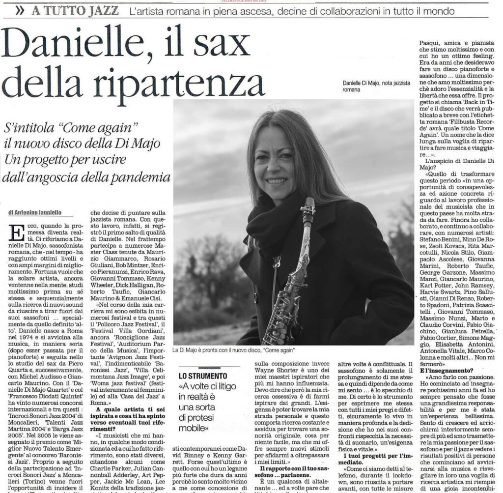 Danielle Di Majo su giornale
